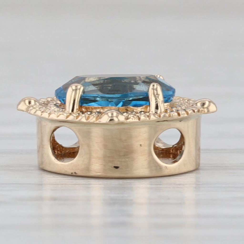 Old Victoria 1.55ct Blue Topaz Slide Bracelet Charm 14k Yellow Gold Vintage