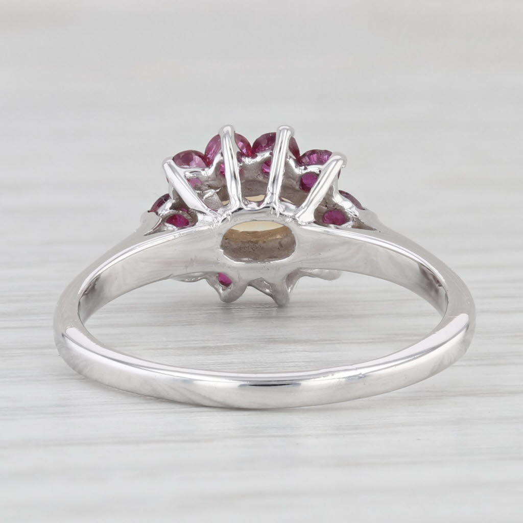 Light Gray 1ctw Oval Citrine Ruby Halo Ring 14k White Gold Size 7.5