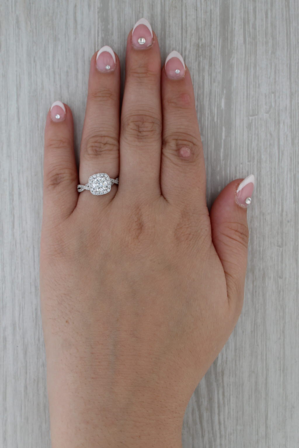 1.44ctw Lab Created Diamond Halo Engagement Ring 14k White Gold Size 6.75 GSI