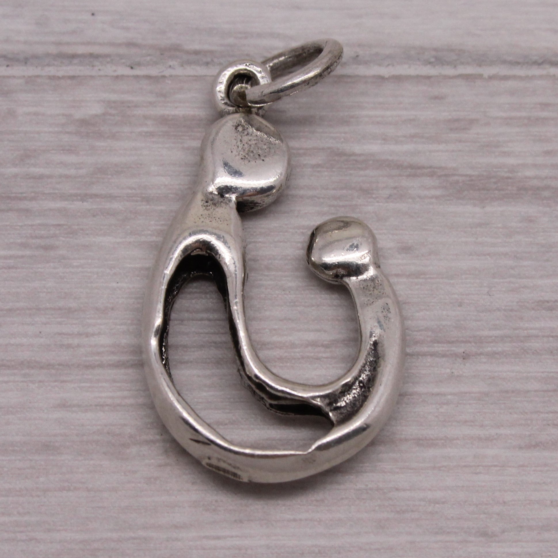 Sterling Silver 925 Mother and Child Modernist Design Mom Parent Family Charm