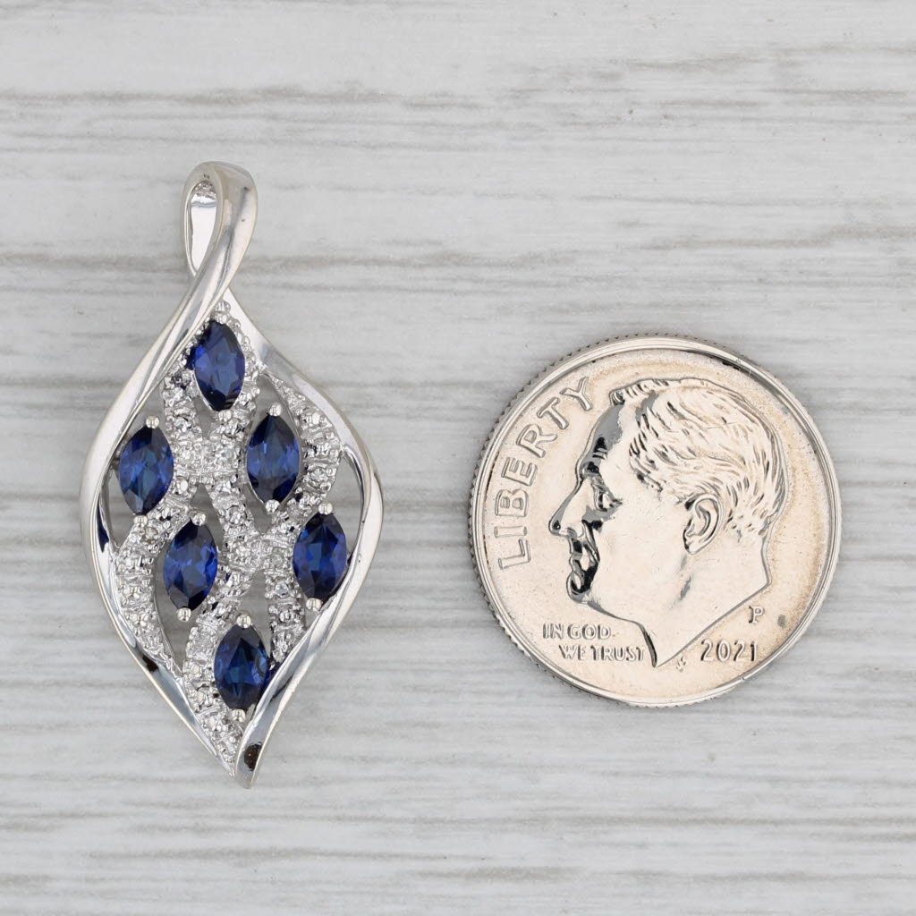 Gray 0.78ctw Lab Created Sapphire Diamond Pendant 10k White Gold