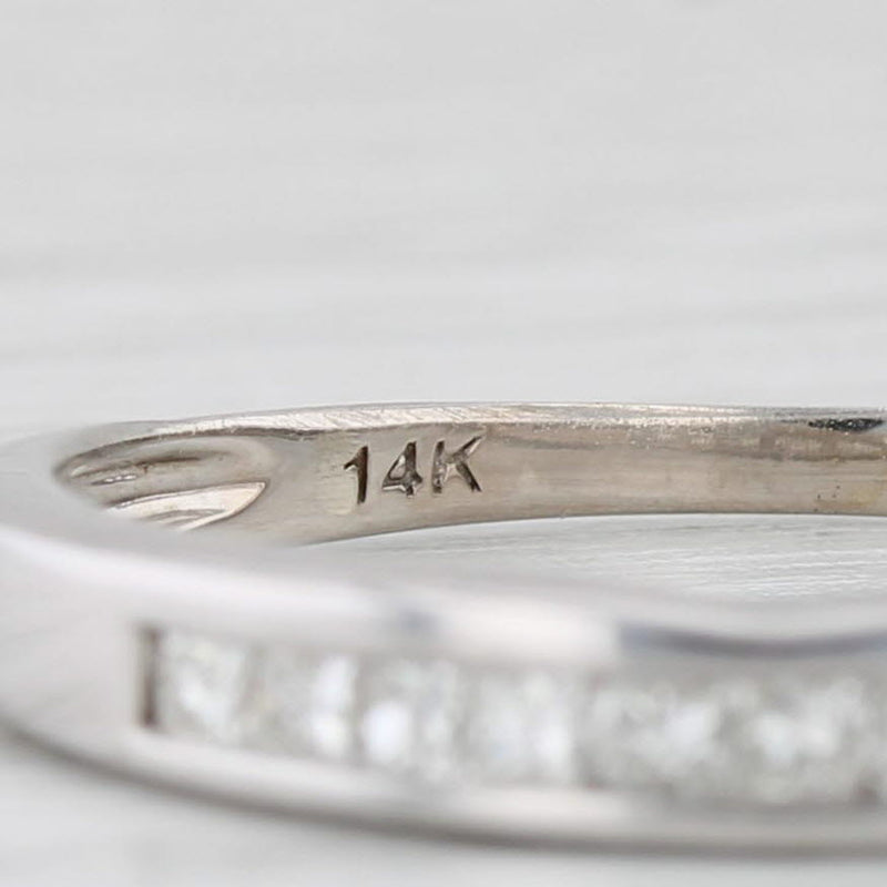 Light Gray 0.76ctw Diamond Engagement Ring Wedding Band Bridal Set 14k White Gold Size 7.5
