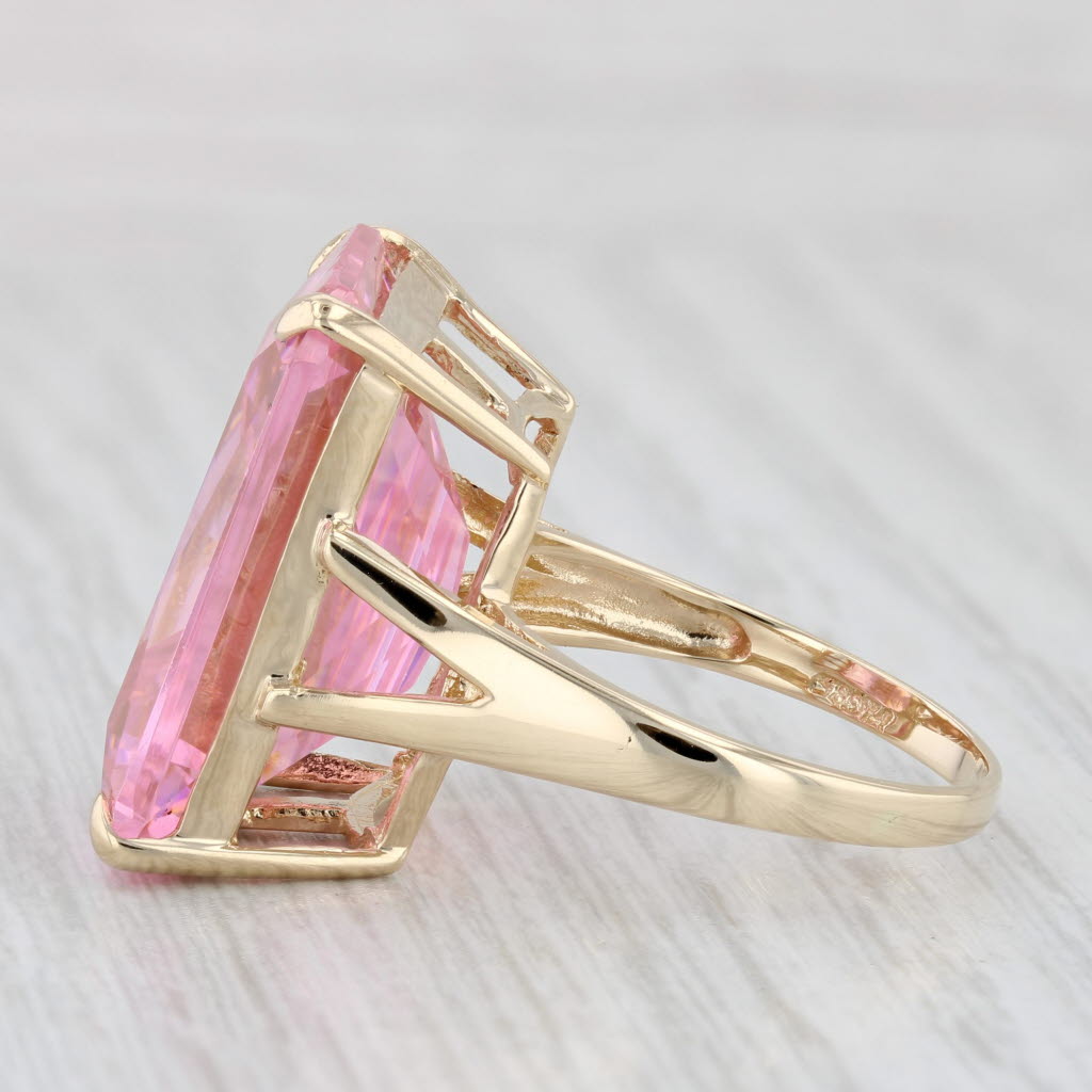 Light Gray 45.70ct Pink Ice CZ Ring 14k Yellow Gold Size 7.5 Cocktail