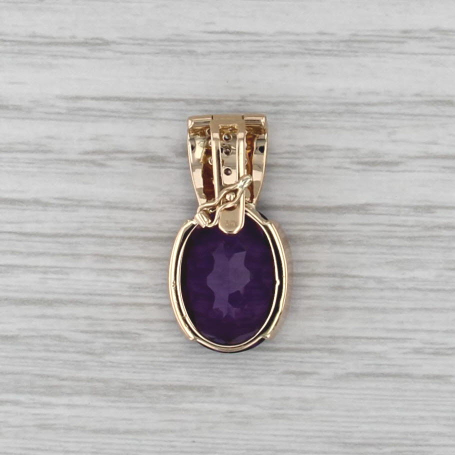 9.10ctw Oval Amethyst Diamond Pendant 14k Yellow Gold Enhancer Clip Bail