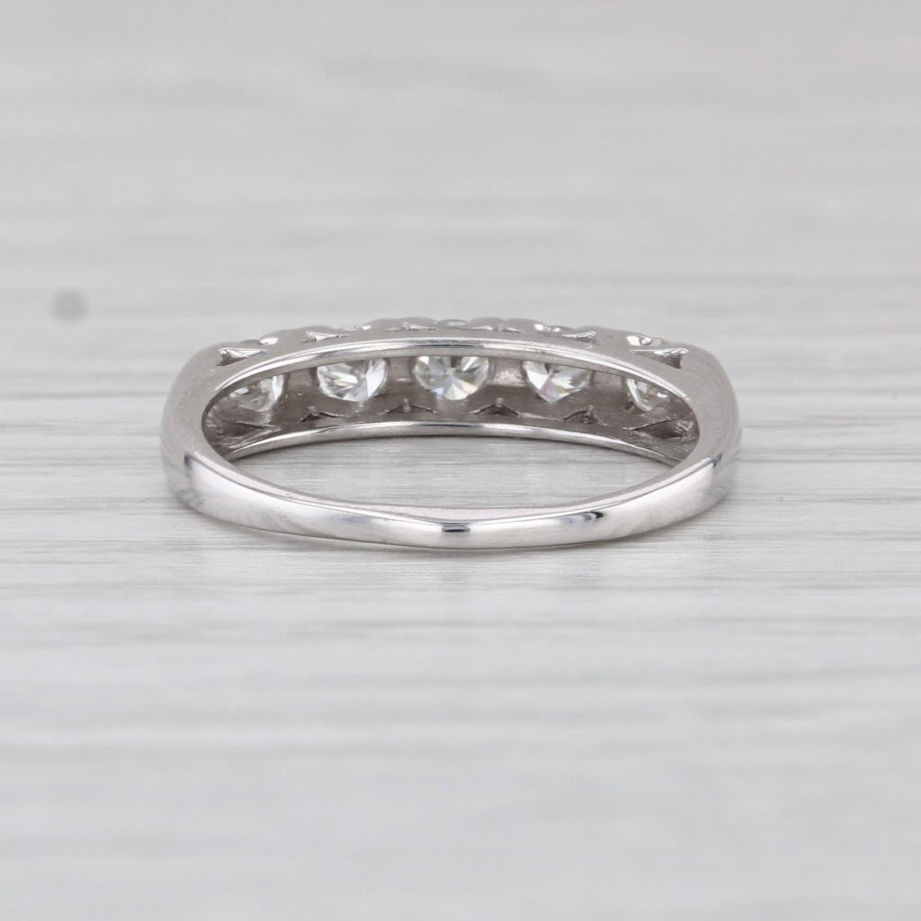 Vintage 0.47ctw 5-Stone Diamond Wedding Band 14k White Gold Size 6.5