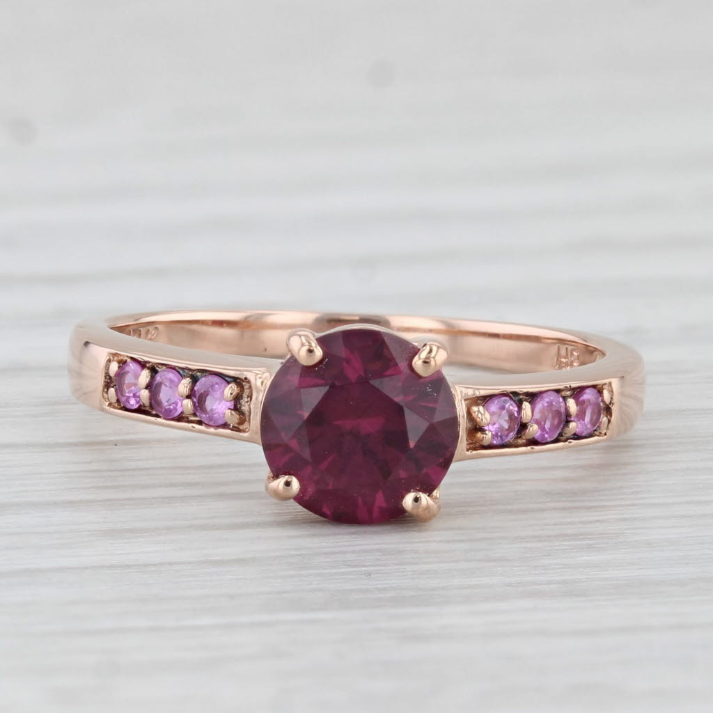 Light Gray 1.56ctw Round Pink Rhodolite Garnet Sapphire Ring 14k Rose Gold Size 7.5