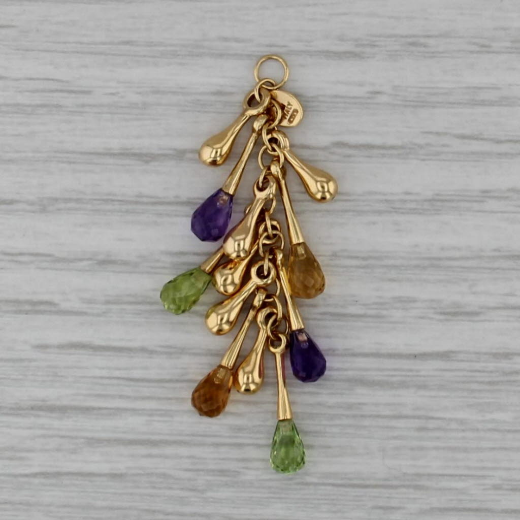 Roberto Coin Gemstone Briolette Fringe Pendant 18k Gold Peridot Citrine Amethyst