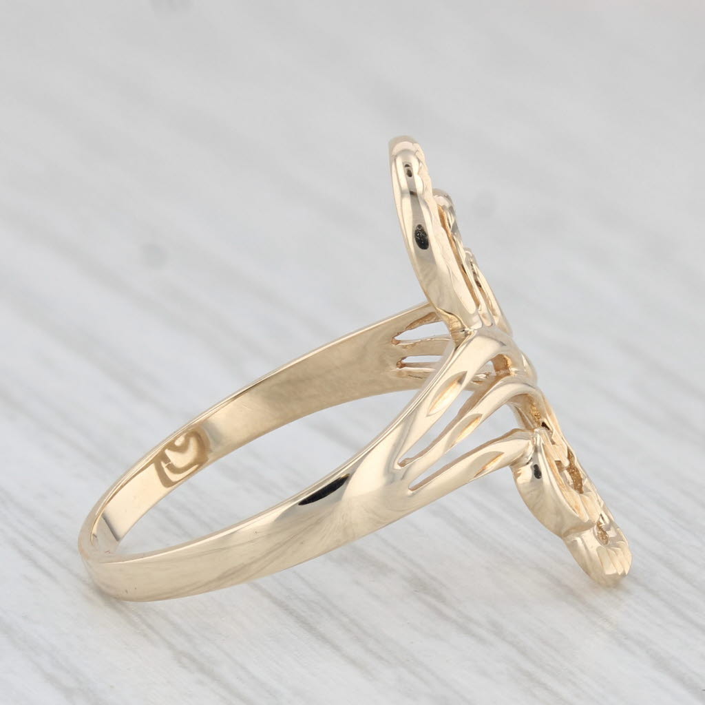 Light Gray Michael Anthony Ornate Bypass Ring 14k Yellow Gold Size 7 Statement