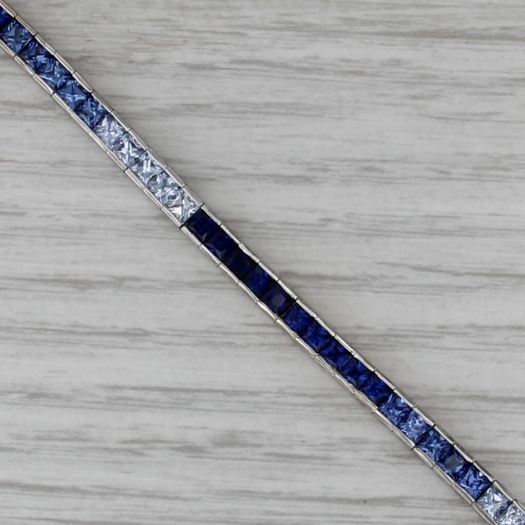 11.50ctw Lab Created Blue Sapphire Tennis Bracelet 10k White Gold 7.25" 4mm