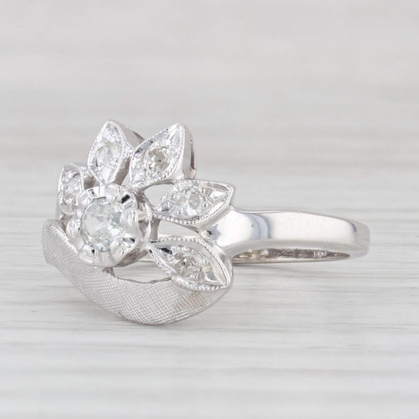 0.20ctw Diamond Flower Ring 14k White Gold Size 6