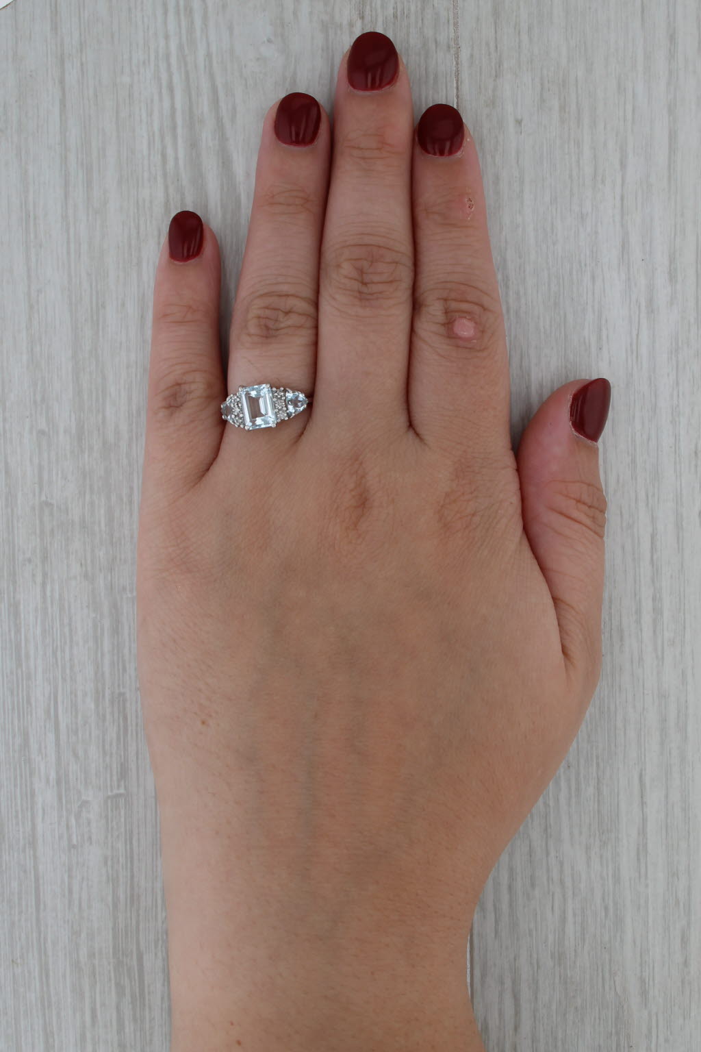2.12ctw Aquamarine Diamond Ring 10k White Gold Size 7
