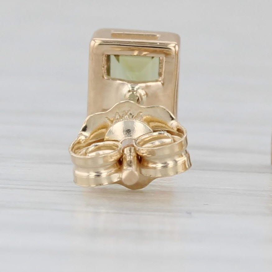 Light Gray 0.68ctw Green Tourmaline Solitaire Stud Earrings 14k Yellow Gold