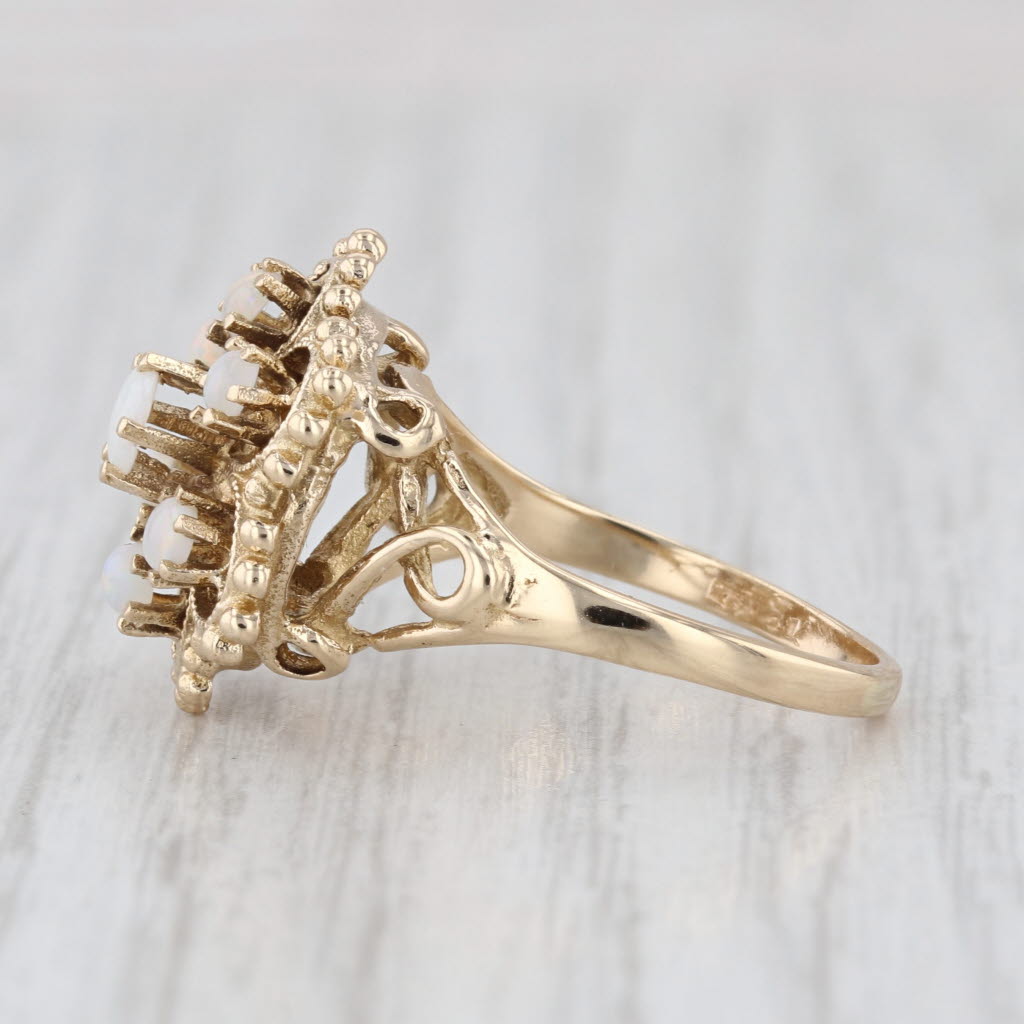 Opal Flower Cluster Ring 14k Yellow Gold Size 7.5 Cocktail
