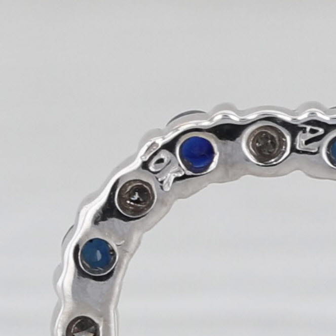 0.34ctw Blue Sapphire Diamond Horseshoe Pendant Necklace 10k White Gold 17.5"