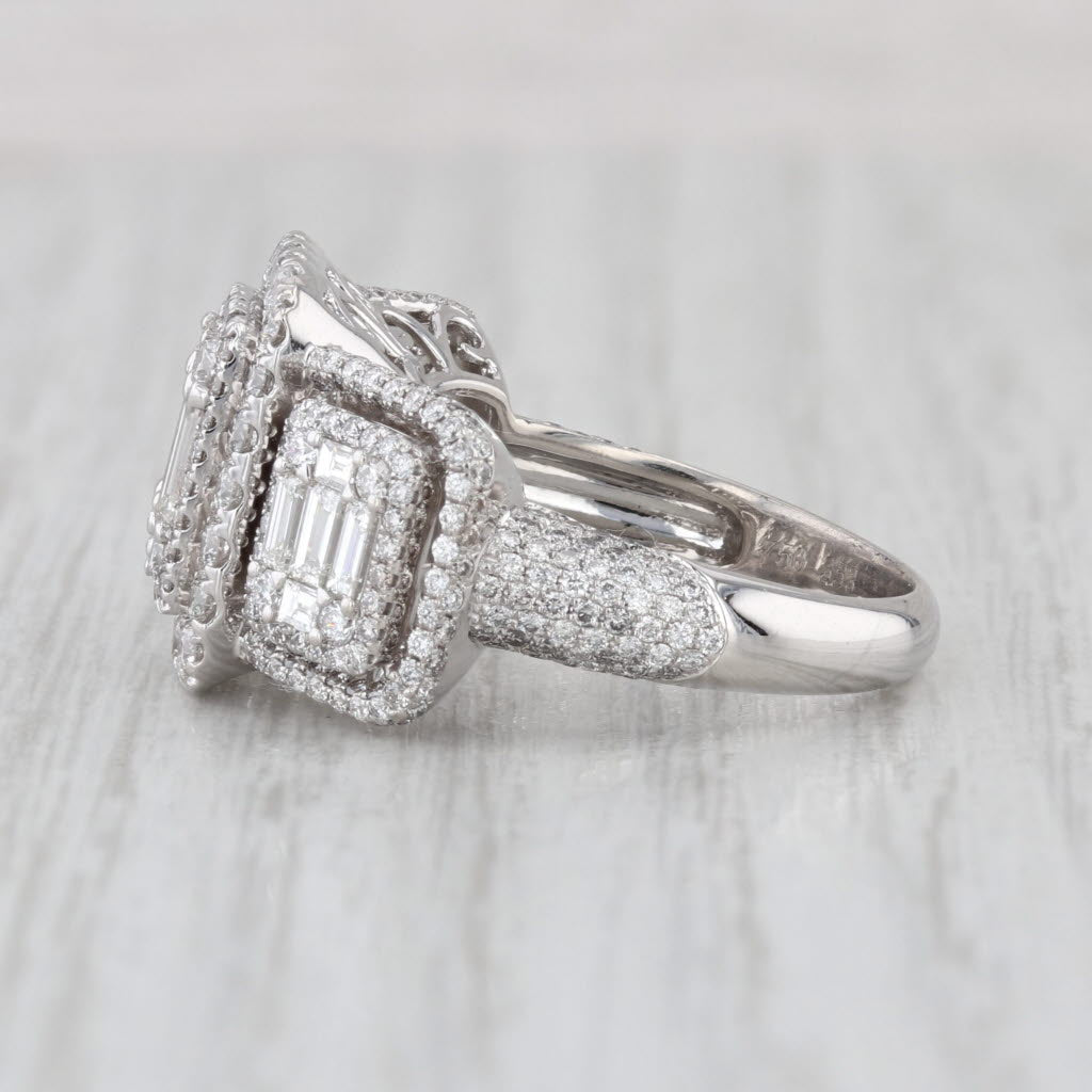 3.53ctw Diamond Halo Ring 18k White Gold Size 7 Engagement Cocktail