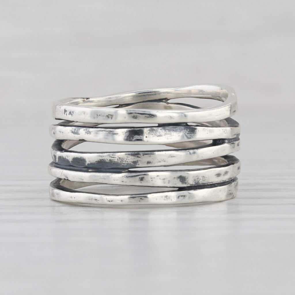 James Avery Stacked Hammered Ring Sterling Silver Size 9 Statement