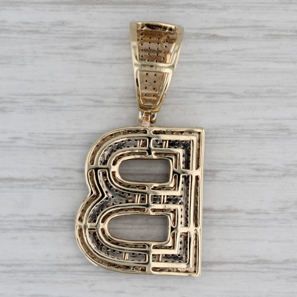 1.50ctw Diamond Letter Initial B Pendant 10k Yellow Gold