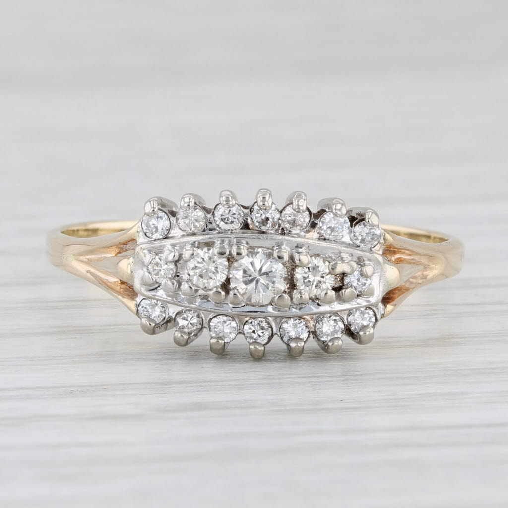 Light Gray Vintage 0.42ctw Diamond Ring 10k Yellow Gold Size 12.5