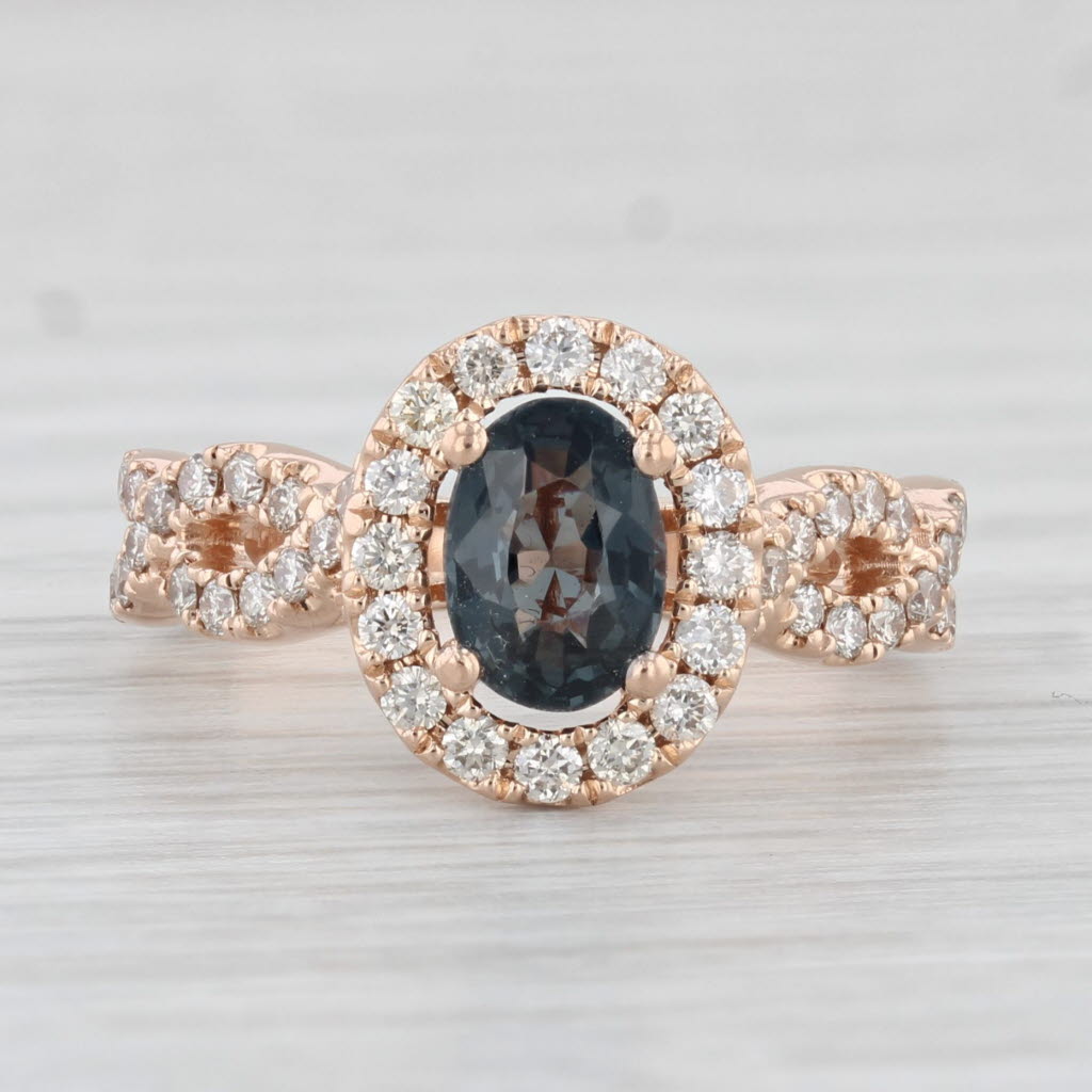 Light Gray Le Vian 1.36ctw Spinel Diamond Halo Ring 14k Rose Gold Size 5 Engagement