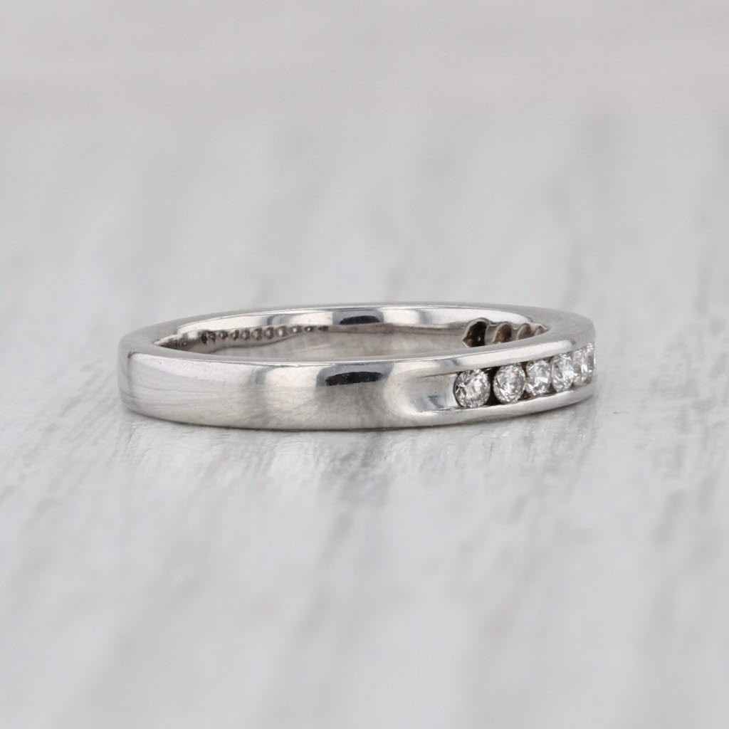 0.25ctw Diamond Wedding Band 18k White Gold Size 4.75 Stackable Anniversary Ring