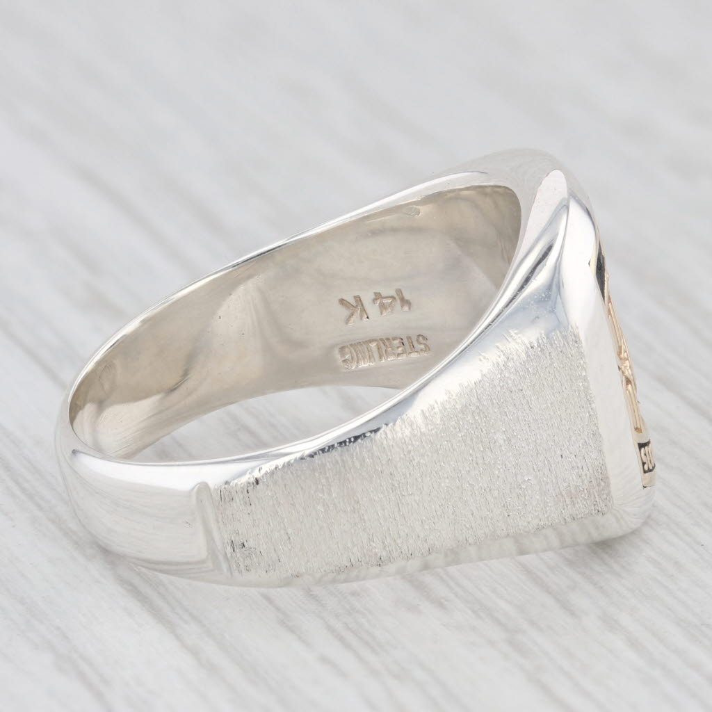 Light Gray Air Force Security Police Ring Sterling Silver 14k Gold Military Signet Size 11