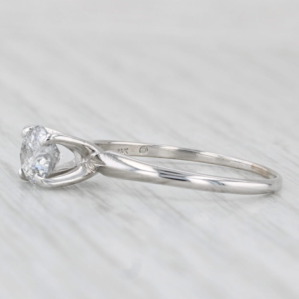 Light Gray 0.70ct Diamond Round Solitaire Engagement Ring 14k White Gold Size 7