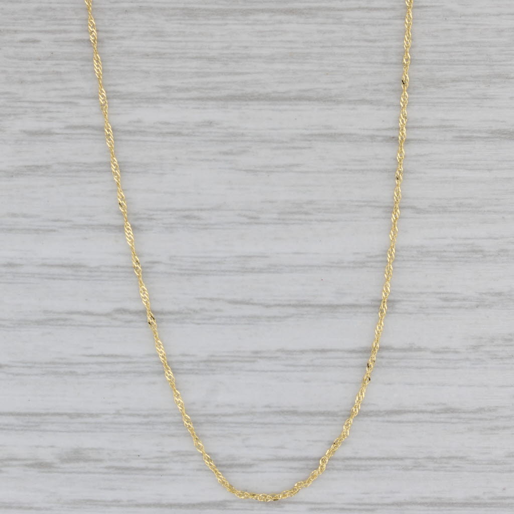 Gray New Singapore Chain Necklace 14k Yellow Gold 18" 0.9mm