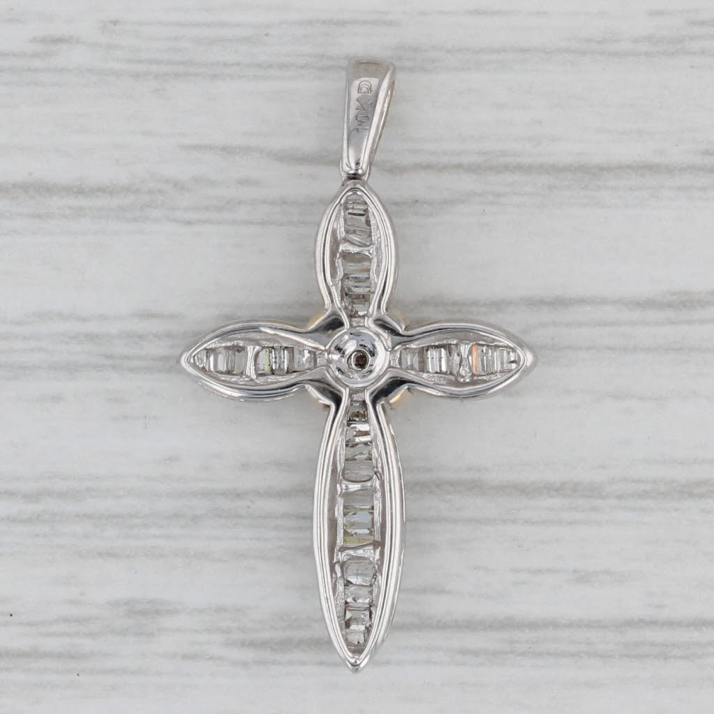 Gray 0.26ctw Diamond Small Cross Pendant 10k White Gold