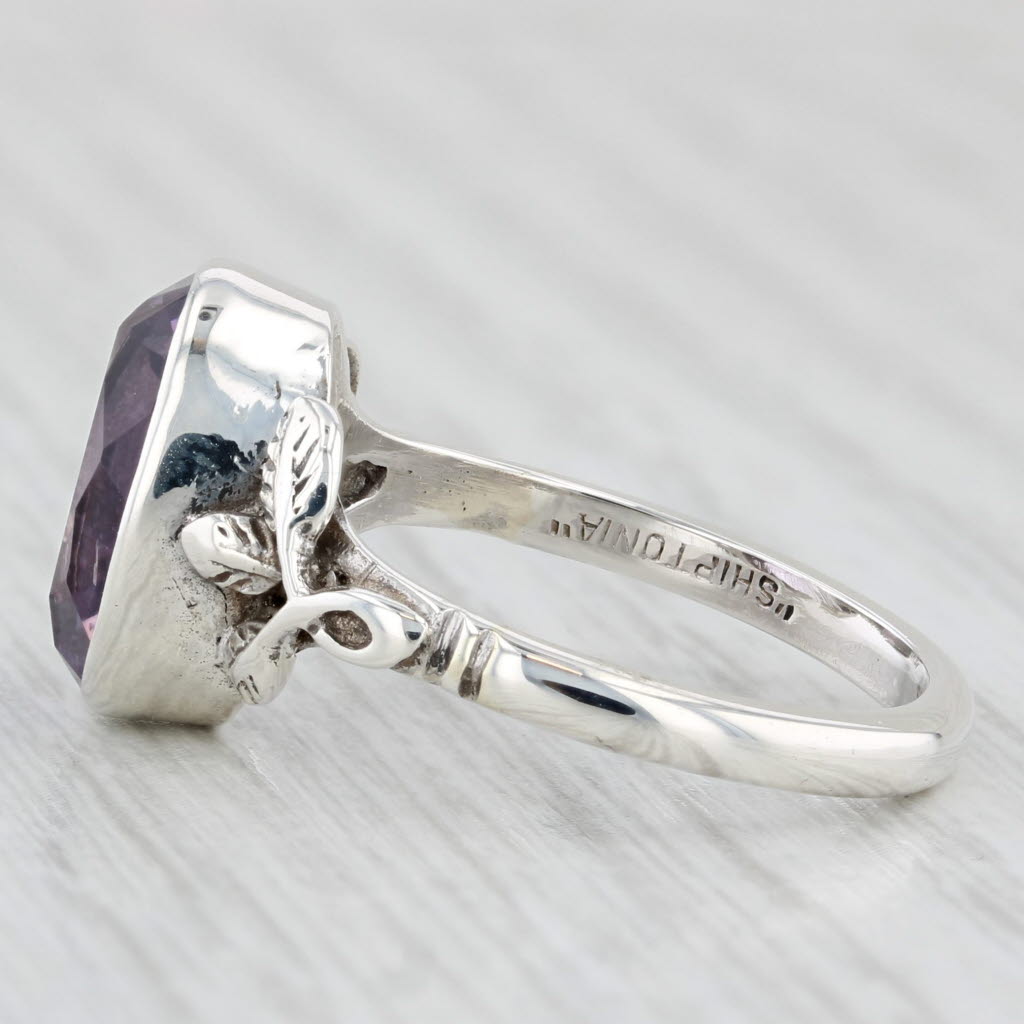 Light Gray 3.30ct Oval Solitaire Amethyst Flower Ring Sterling Silver Size 7.75