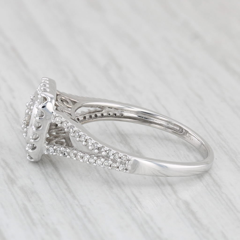 Light Gray 0.53ctw Diamond Halo Engagement Ring 10k White Gold Size 7