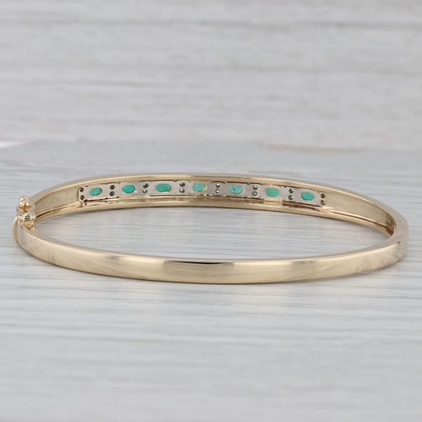 Gray 2ctw Emerald Diamond Bangle Bracelet 14k Yellow Gold 6.75"