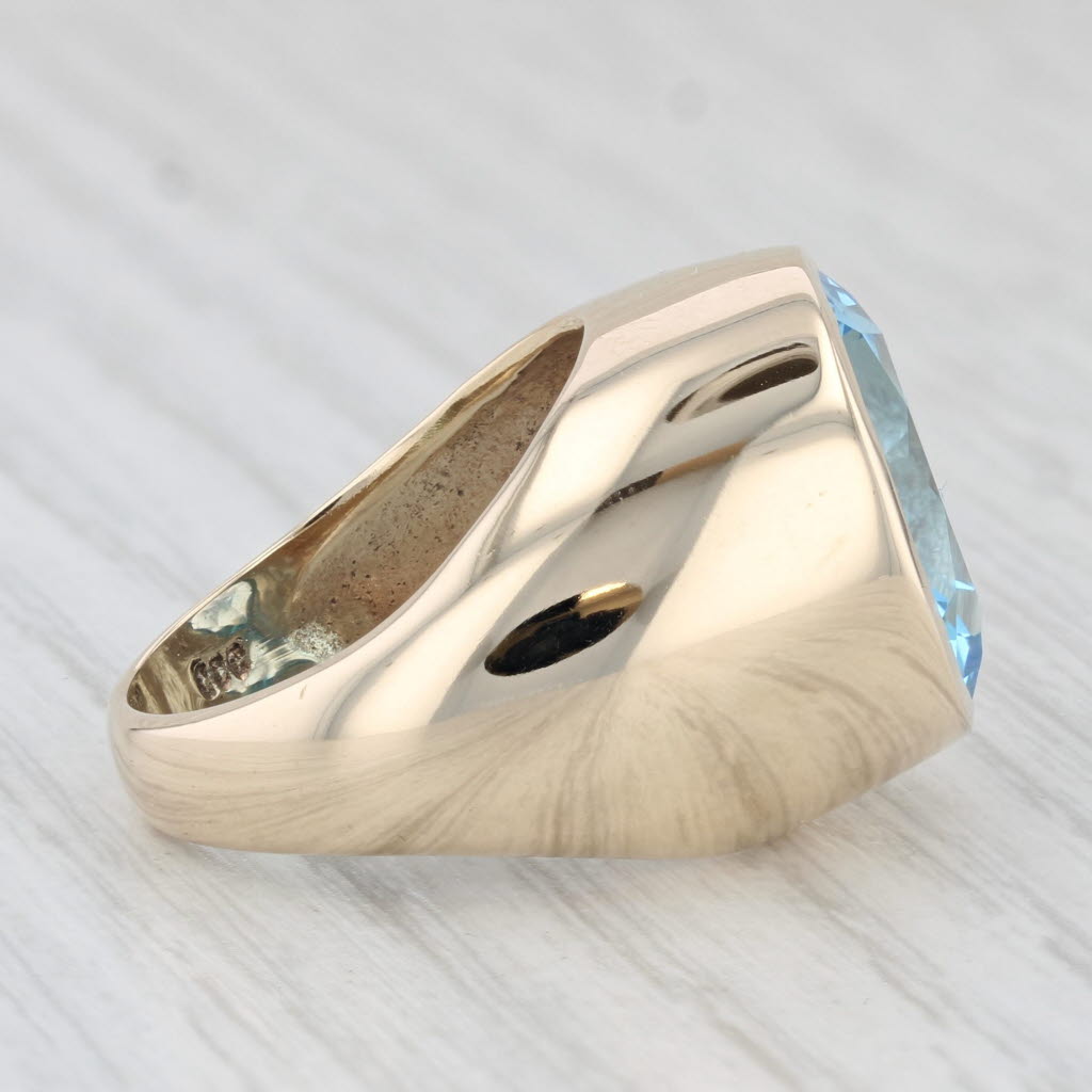 Light Gray 12.15ct Round Blue Topaz Solitaire Ring 10k Yellow Gold Size 6.25