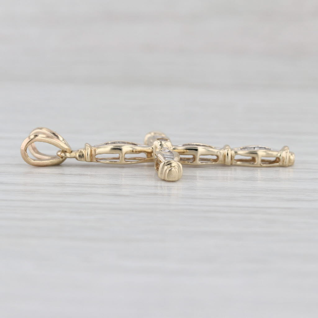 0.40ctw Tappering Diamond Cross Pendant 14k Yellow Gold