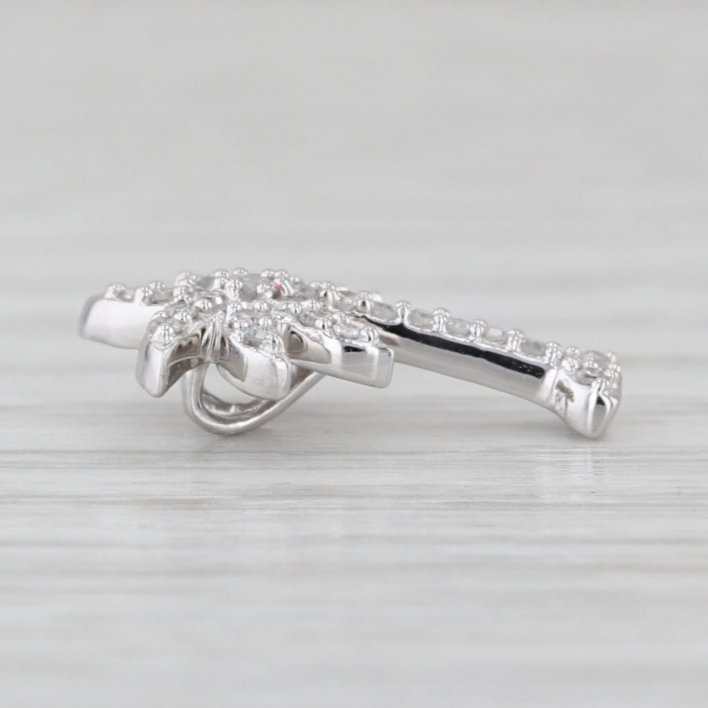 0.14ctw Diamond Palm Tree Pendant 10k White Gold Small Charm