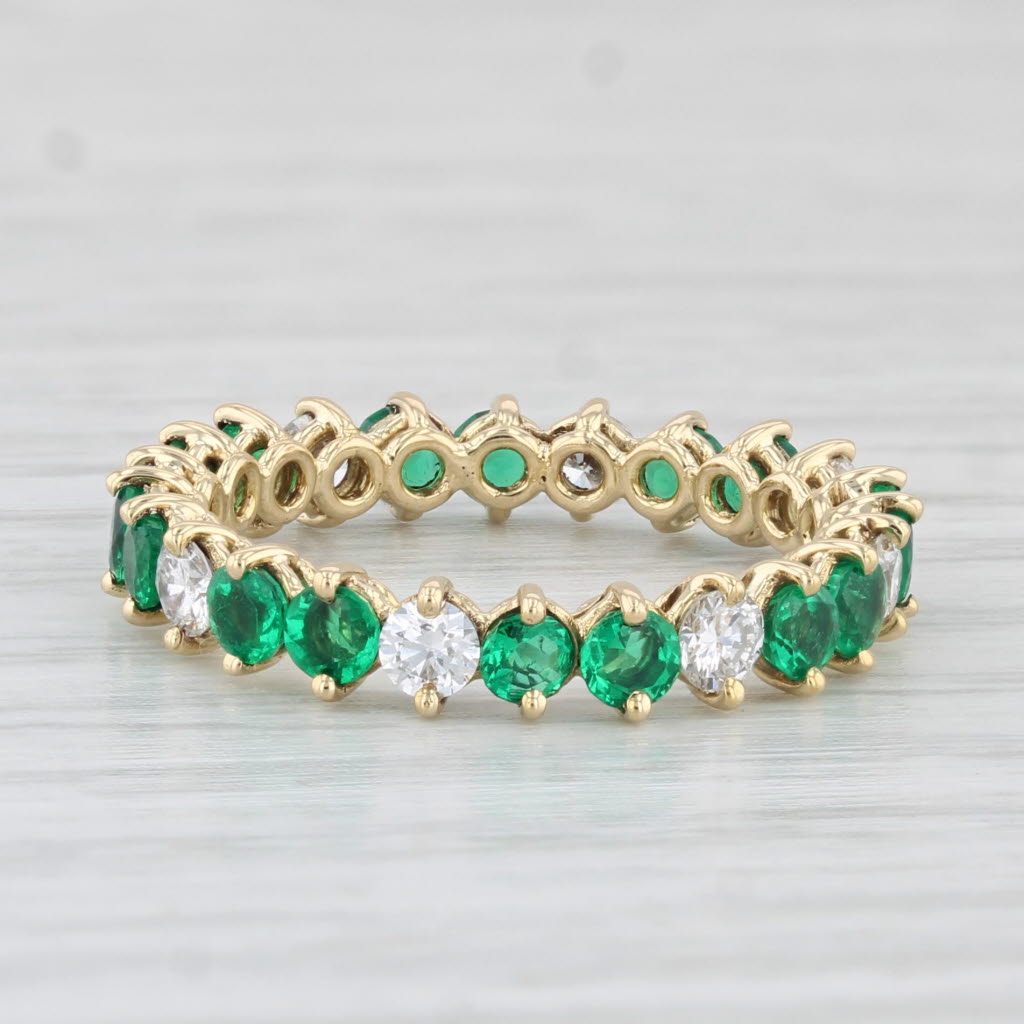 Light Gray 1.80ctw Emerald Diamond Eternity Band 18k Yellow Gold Size 5.75 Ring Kurt Wayne