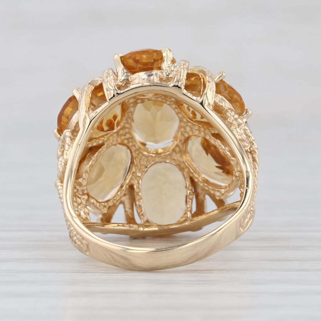 8ctw Citrine Cluster Cocktail Ring 14k Yellow Gold Size 5.75