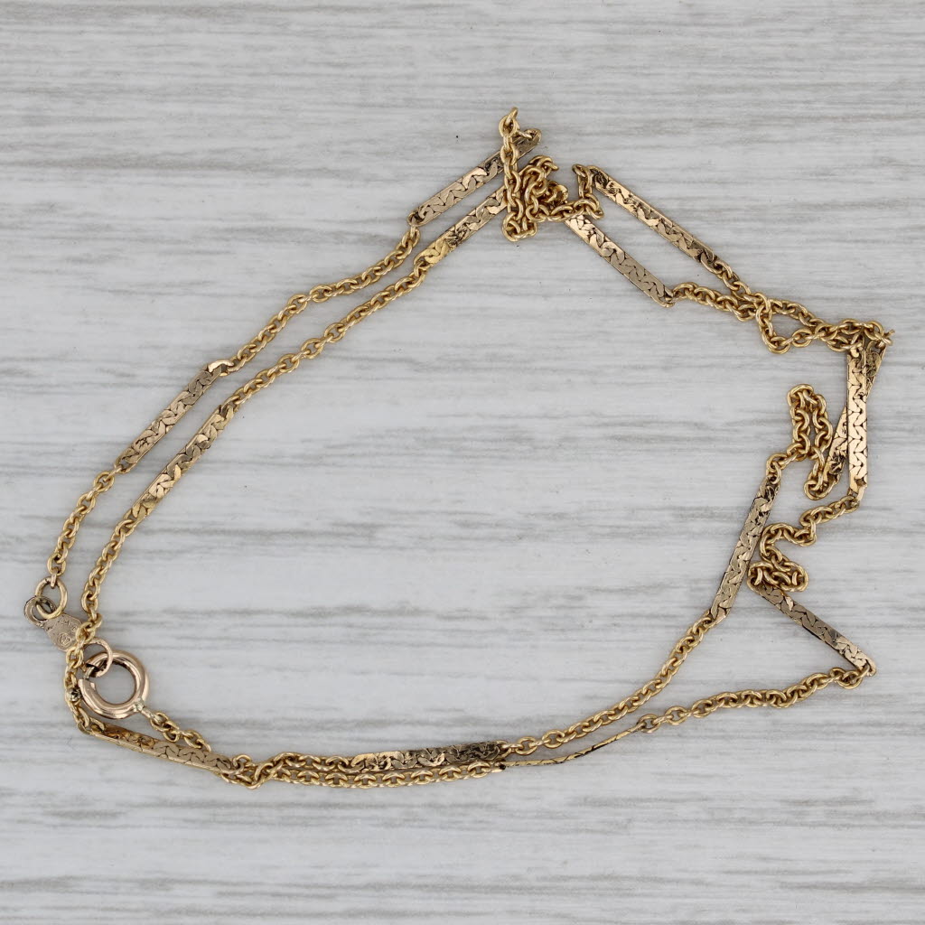 Gray 16" Cable Cobra Chain Necklace 14k Yellow Gold 1.4mm