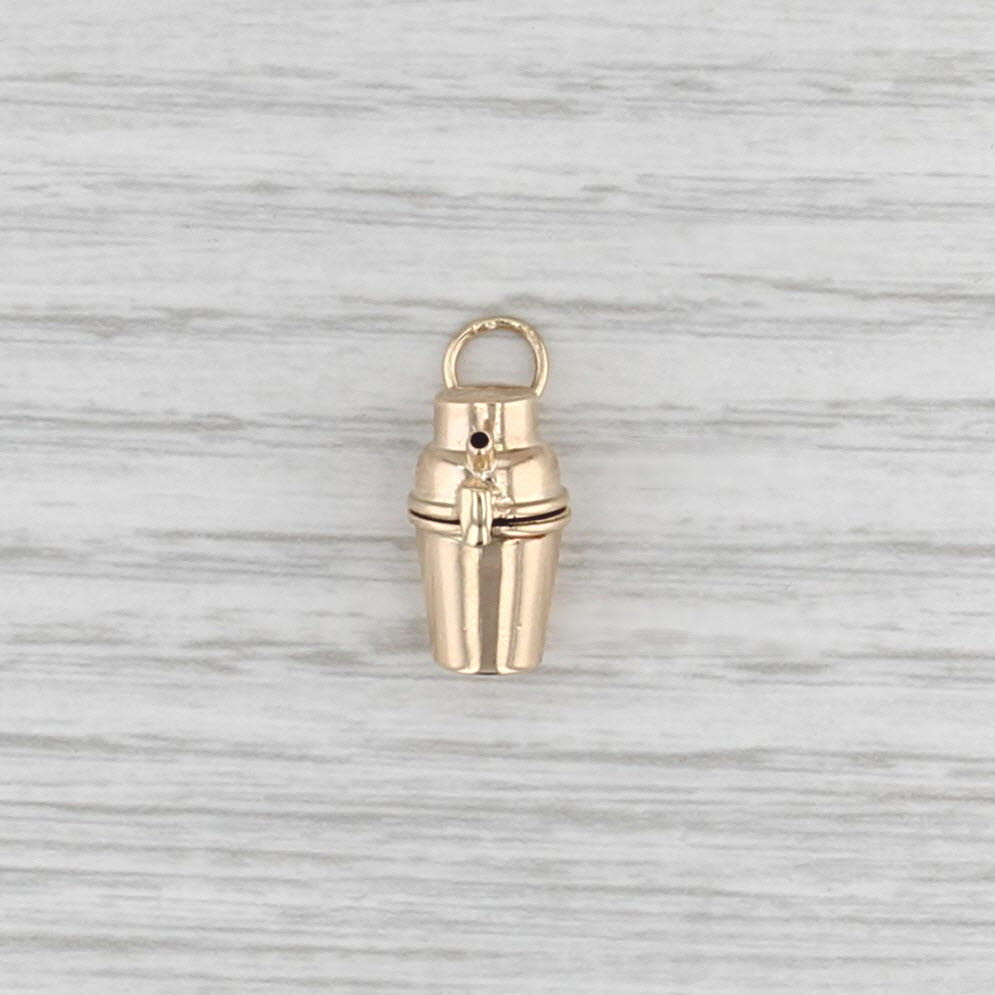 Vintage Drink Shaker Charm 14k Yellow Gold Figural Devil Inside 3D Opens Pendant