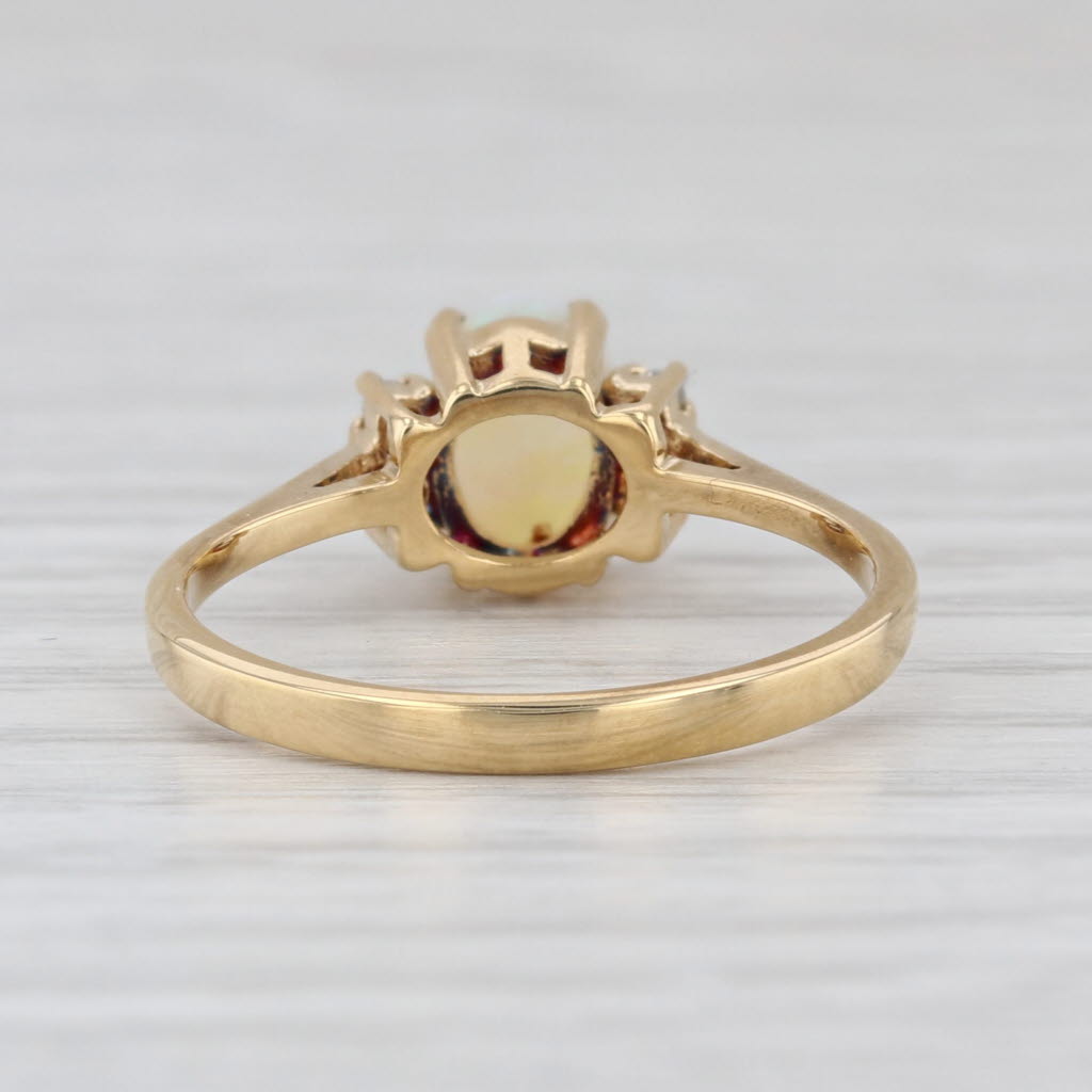 Opal Diamond Ring 18k Yellow Gold Size 6.25 Oval Cabochon