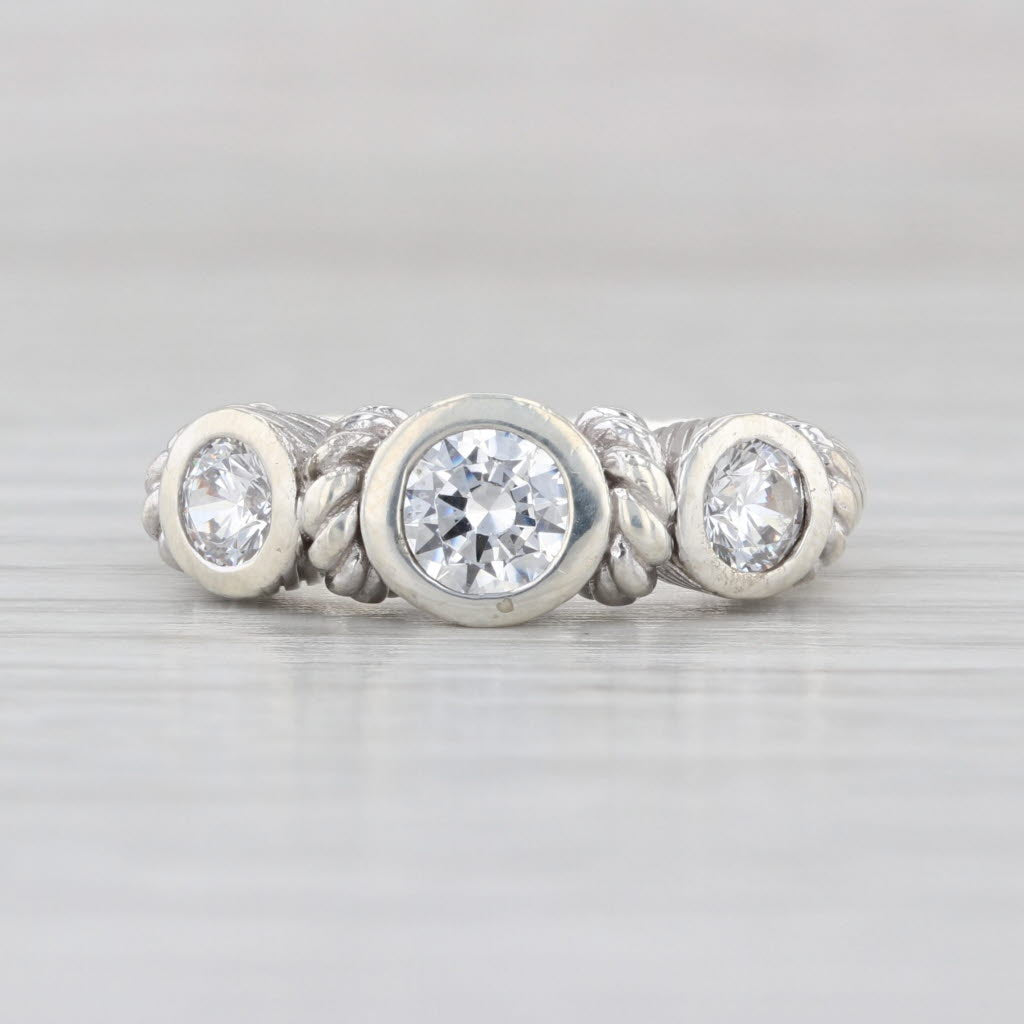 Judith Ripka Cubic Zirconia 3-Stone Ring Sterling Silver Size 5