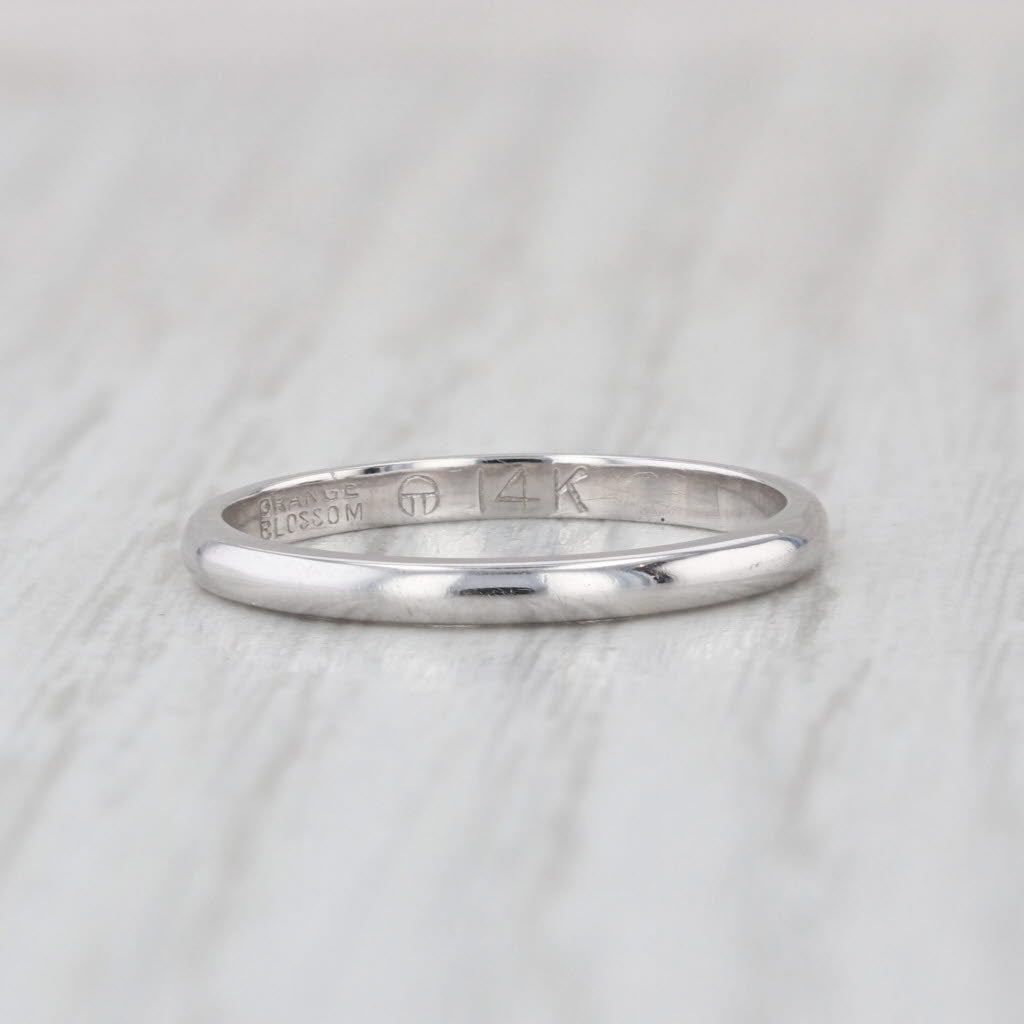 Traub Orange Blossom Art Deco Wedding Band 14k White Gold Size 5 Stackable Ring