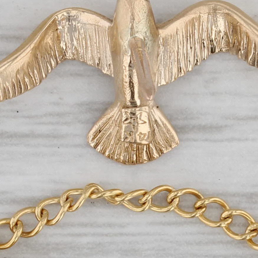 Gray Flying Bird Tie Tac Pin 14k Yellow Gold Lapel