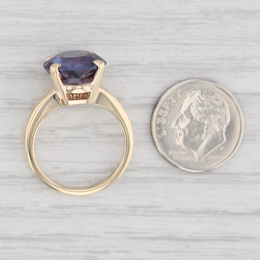 Light Gray 5.40ct Lab Created Color Change Sapphire Ring 14k Gold Size 6.5 Round Solitaire