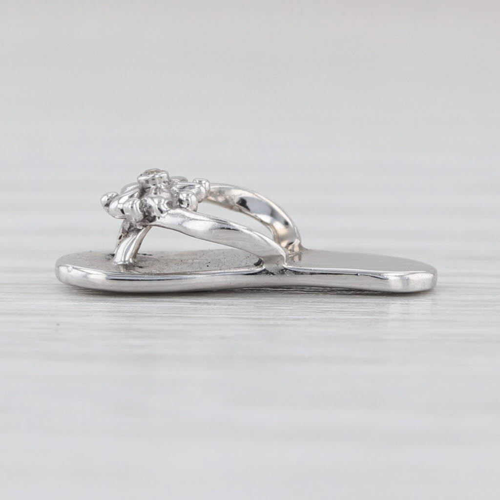 Diamond Accented Flip Flip Pendant 10k White Gold Charm
