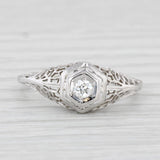 Art Deco Diamond Engagement Ring 18k White Gold Size 6.25 Vintage Solitaire