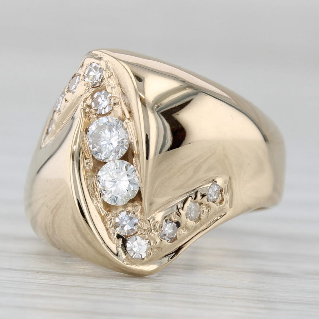 Gray 0.34ctw Diamond Bypass Ring 14k Yellow Gold Size 4.25