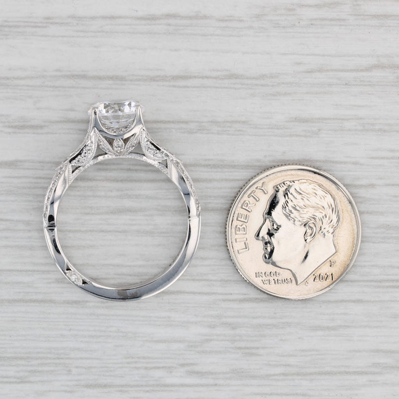 New Engagement Ring Semi Mount Diamond 18k White Gold Certificate Sz 6.5 Tacori