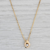 0.10ct Diamond Teardrop Pendant Necklace 14k Yellow Gold 18" Wheat Chain