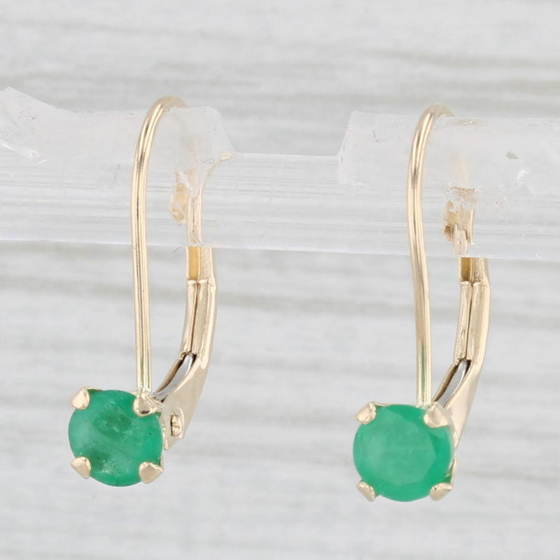 0.50ctw Solitaire Emerald Diamond Earrings 14k Yellow Gold Lever Backs