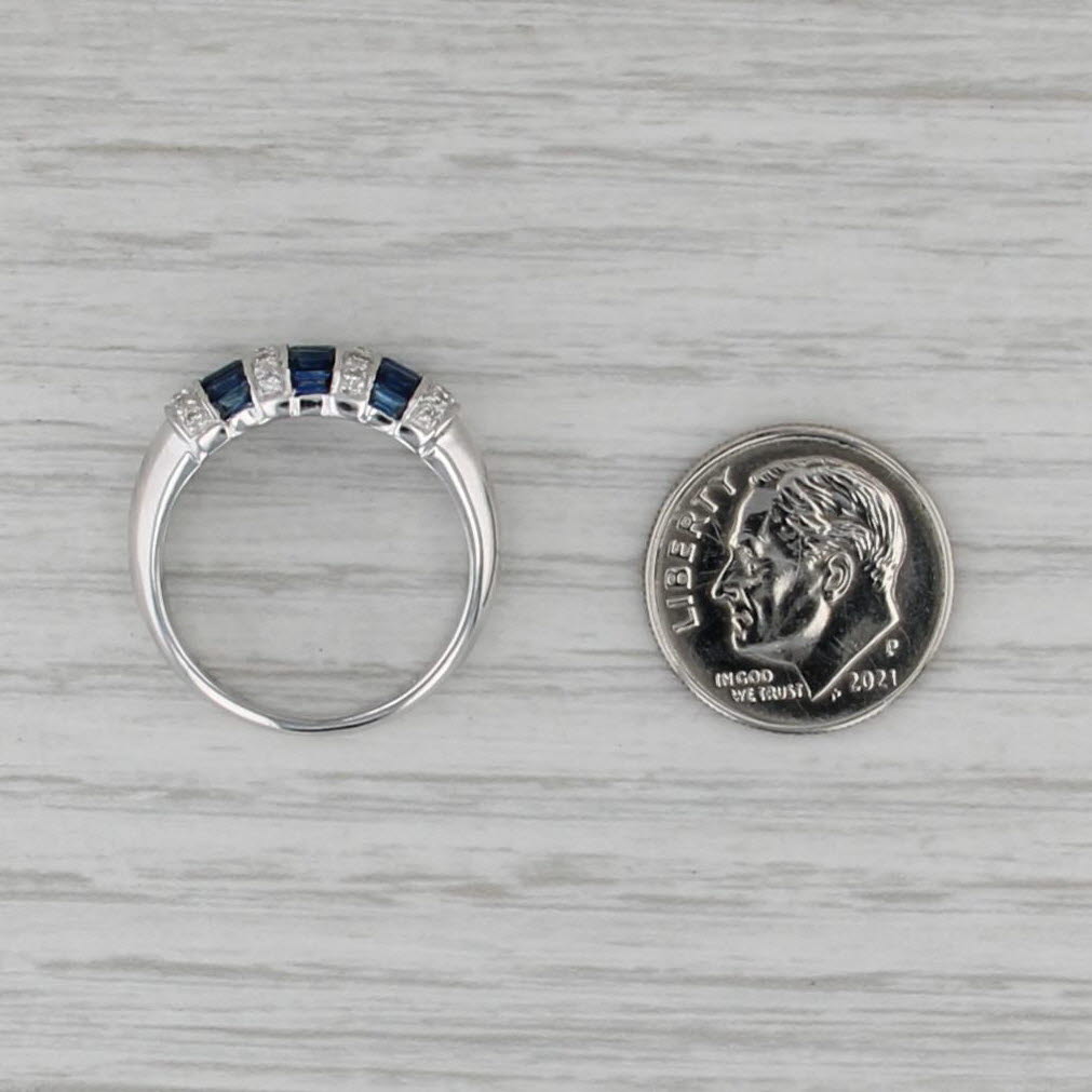 0.99ctw Sapphires Diamonds Ring 14k White Gold Size 7 Stackable Wedding